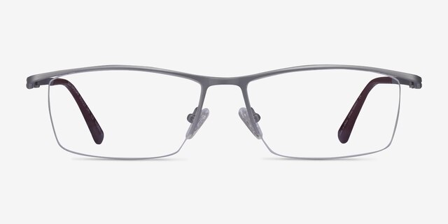 Destination Matte Silver TitaniumEyeglass Frames from EyeBuyDirect, Front View