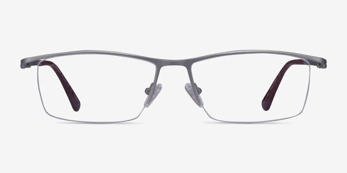 Destination Matte Silver Titanium Eyeglass Frames from EyeBuyDirect