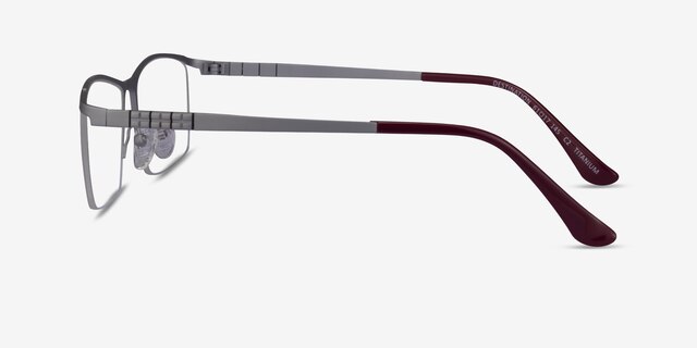 Destination Matte Silver TitaniumEyeglass Frames from EyeBuyDirect, Side View