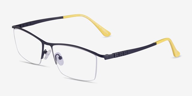 Destination Matte Dark Blue TitaniumEyeglass Frames from EyeBuyDirect, Angle View