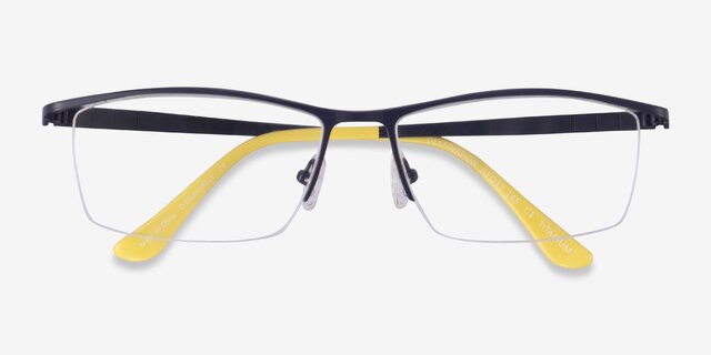 Destination Matte Dark Blue TitaniumEyeglass Frames from EyeBuyDirect, Closed View