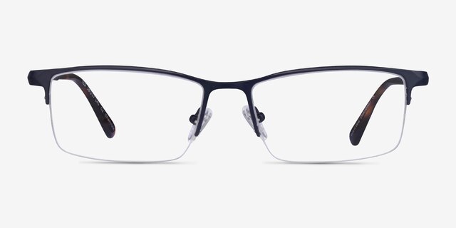 Ted Matte Dark Blue TitaniumEyeglass Frames from EyeBuyDirect, Front View