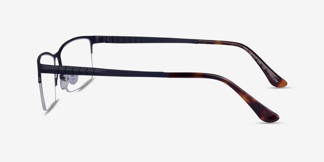 Ted Matte Dark Blue TitaniumEyeglass Frames from EyeBuyDirect, Side View