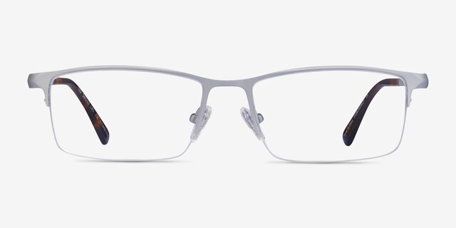 Ted Matte Silver TitaniumMontures de lunettes de vue d'EyeBuyDirect, Vue de Face