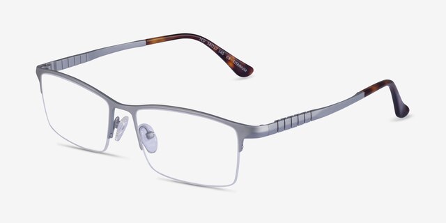 Ted Matte Silver TitaniumMontures de lunettes de vue d'EyeBuyDirect, Vue d'Angle