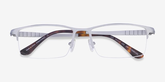 Ted Matte Silver TitaniumMontures de lunettes de vue d'EyeBuyDirect, Vue Rapprochée