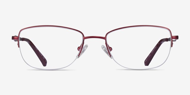 Poly Matte Red TitaniumEyeglass Frames from EyeBuyDirect, Front View