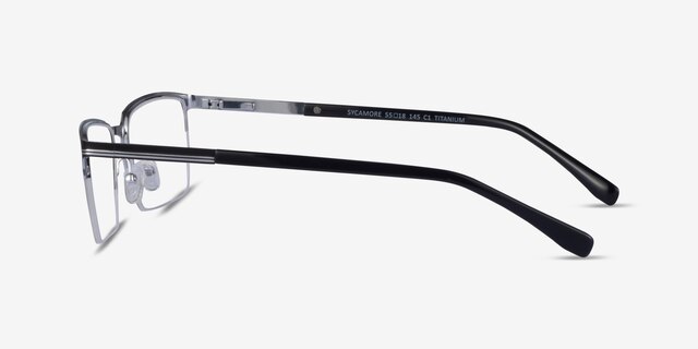 Sycamore Matte Black Silver TitaniumEyeglass Frames from EyeBuyDirect, Side View