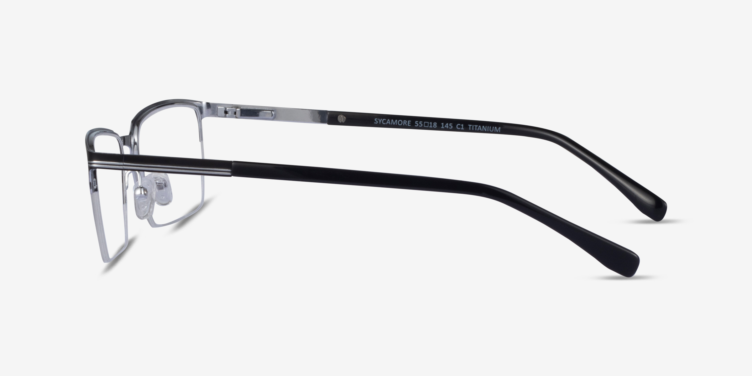Sycamore Rectangle Matte Black Silver Glasses for Men | Eyebuydirect