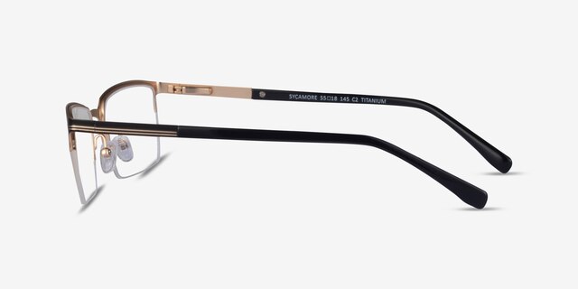 Sycamore Black Gold TitaniumMontures de lunettes de vue d'EyeBuyDirect, Vue de Côté