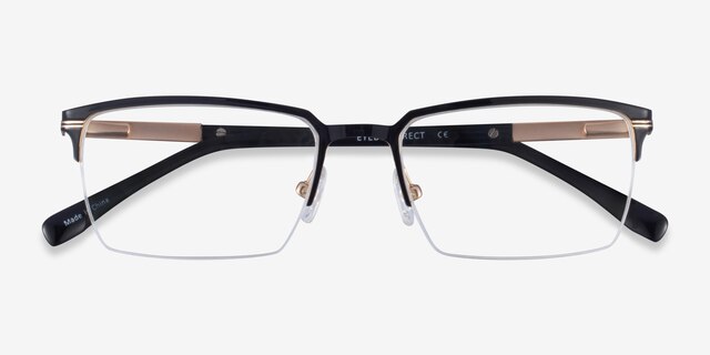 Sycamore Black Gold TitaniumMontures de lunettes de vue d'EyeBuyDirect, Vue Rapprochée