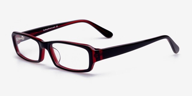 Carpi Black & Red AcetateEyeglass Frames from EyeBuyDirect, Angle View