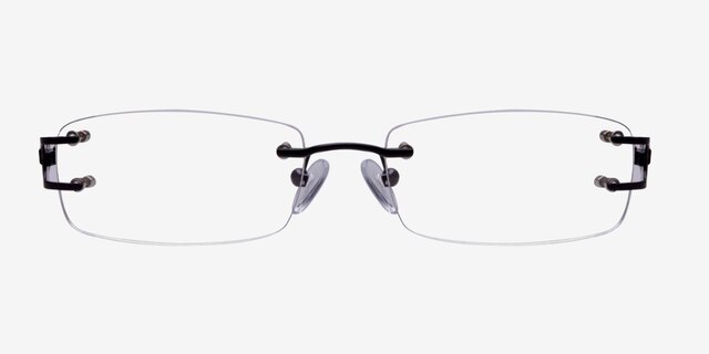 Pesaro Black MetalEyeglass Frames from EyeBuyDirect, Front View