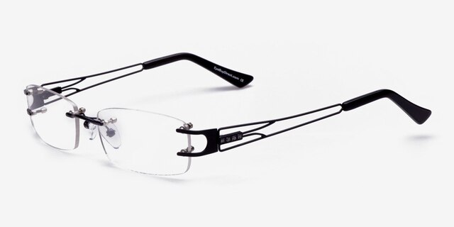 Pesaro Black MetalEyeglass Frames from EyeBuyDirect, Angle View