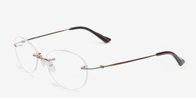 Pompano Gunmetal MetalEyeglass Frames from EyeBuyDirect, Angle View