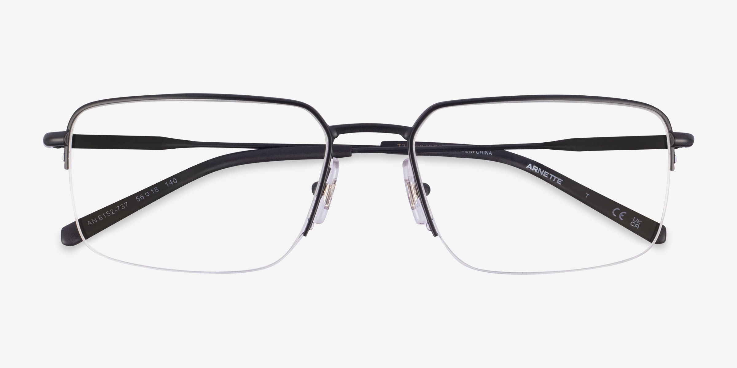 ARNETTE AN6152 - Rectangle Matte Gunmetal Frame Glasses For Men