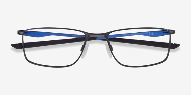 Oakley Socket 5.0 Satin Black & Blue MetalEyeglass Frames from EyeBuyDirect, Closed View