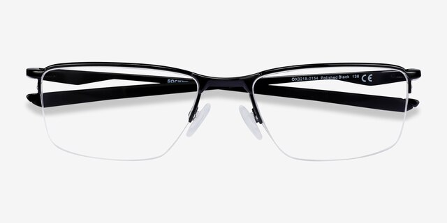 Oakley Socket 5.5 Polished Black MetalEyeglass Frames from EyeBuyDirect, Closed View