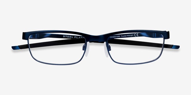 Oakley Steel Plate Powder Midnight MetalEyeglass Frames from EyeBuyDirect, Closed View