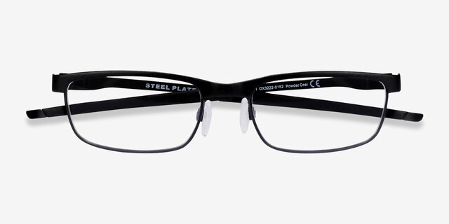 Oakley Steel Plate Powder Coal MetalEyeglass Frames from EyeBuyDirect, Closed View