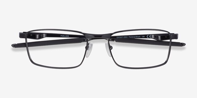 Oakley Fuller Polished Black MetalEyeglass Frames from EyeBuyDirect, Closed View