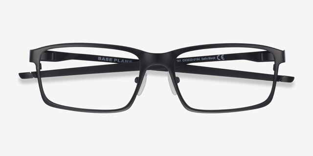 Oakley Base Plane Satin Black MetalEyeglass Frames from EyeBuyDirect, Closed View