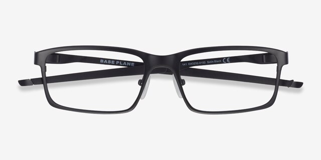 Oakley Base Plane Satin Black MetalEyeglass Frames from EyeBuyDirect, Closed View
