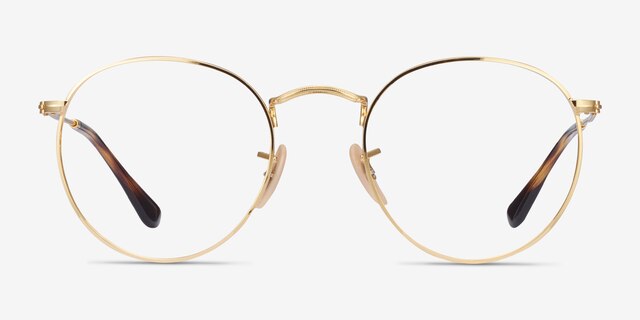 Ray-Ban RB3447V Round Gold MetalEyeglass Frames from EyeBuyDirect, Front View