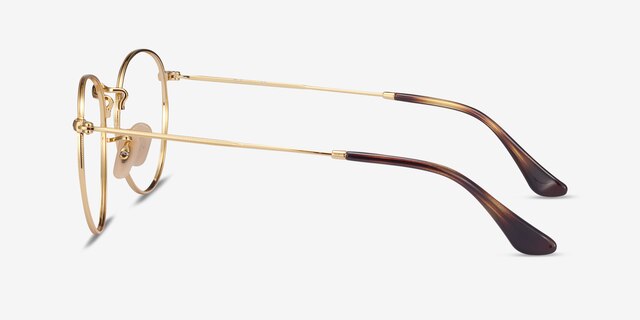 Ray-Ban RB3447V Round Gold MetalEyeglass Frames from EyeBuyDirect, Side View