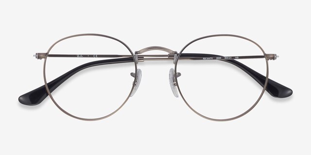 Ray-Ban RB3447V Round Gunmetal MetalEyeglass Frames from EyeBuyDirect, Closed View