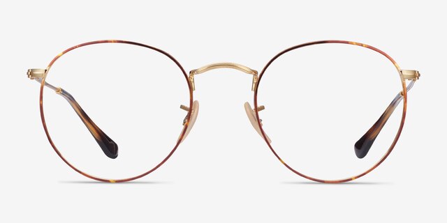 Ray-Ban RB3447V Round Tortoise & Gold MetalEyeglass Frames from EyeBuyDirect, Front View