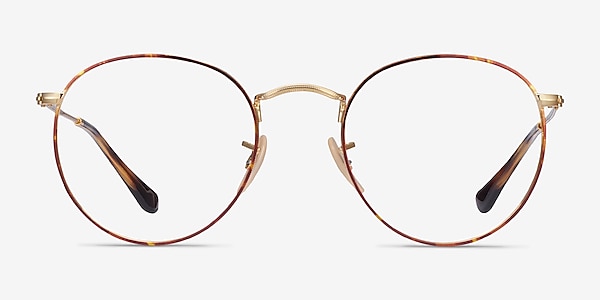 Ray-Ban RB3447V Round Tortoise & Gold Metal Eyeglass Frames