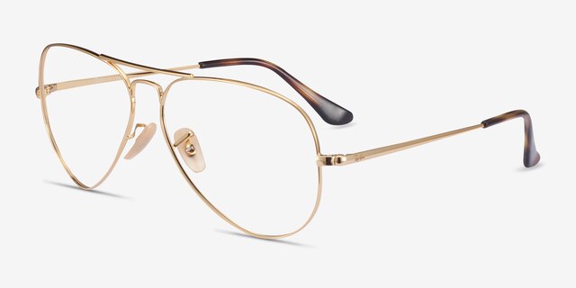 Ray-Ban RB6489 Aviator Gold MetalEyeglass Frames from EyeBuyDirect, Angle View