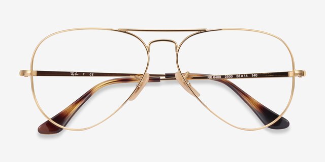 Ray-Ban RB6489 Aviator Gold MetalEyeglass Frames from EyeBuyDirect, Closed View