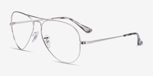 Ray-Ban RB6489 Aviator Silver MetalEyeglass Frames from EyeBuyDirect, Angle View