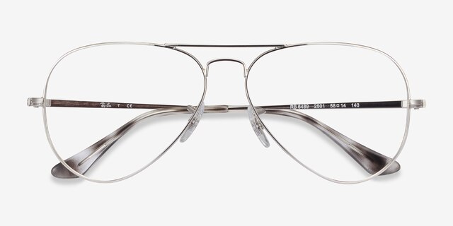 Ray-Ban RB6489 Aviator Silver MetalEyeglass Frames from EyeBuyDirect, Closed View