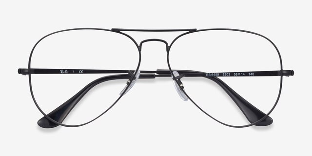 Ray-Ban RB6489 Aviator Black MetalEyeglass Frames from EyeBuyDirect, Closed View