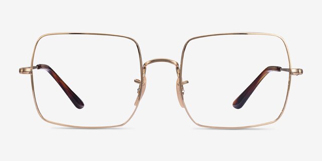Ray-Ban Square Gold MetalEyeglass Frames from EyeBuyDirect, Front View