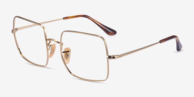 Ray-Ban Square Gold MetalEyeglass Frames from EyeBuyDirect, Angle View