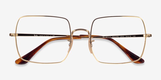 Ray-Ban Square Gold MetalEyeglass Frames from EyeBuyDirect, Closed View