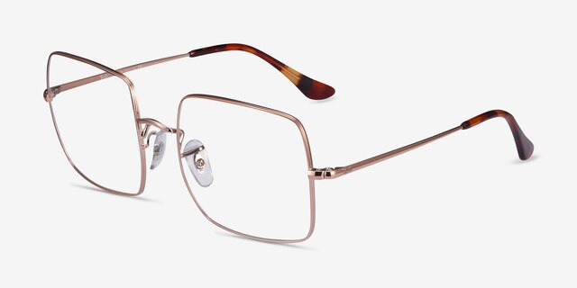 Ray-Ban Square Bronze MetalEyeglass Frames from EyeBuyDirect, Angle View