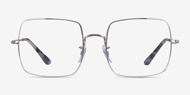Ray-Ban Square Silver MetalEyeglass Frames from EyeBuyDirect, Front View