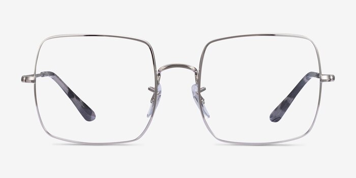Ray-Ban Square Silver Metal Eyeglass Frames from EyeBuyDirect