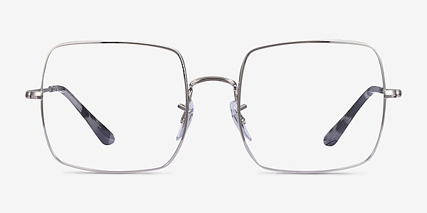 Ray-Ban Square Silver Metal Eyeglass Frames