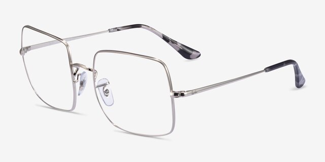 Ray-Ban Square Silver MetalEyeglass Frames from EyeBuyDirect, Angle View
