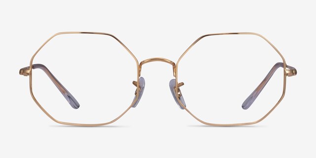 Ray-Ban Octagon Gold MetalEyeglass Frames from EyeBuyDirect, Front View