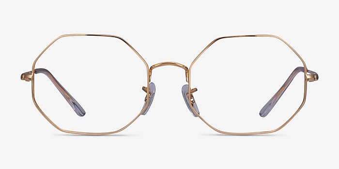 Ray-Ban Octagon Gold Metal Eyeglass Frames from EyeBuyDirect