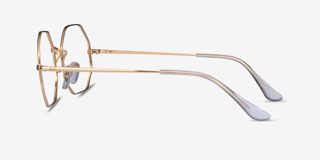 Ray-Ban Octagon Gold MetalEyeglass Frames from EyeBuyDirect, Side View