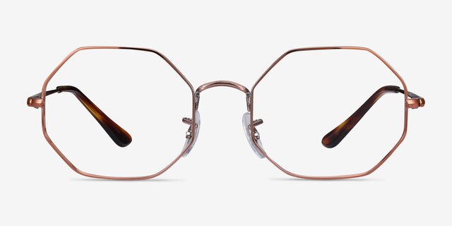 Ray-Ban Octagon Bronze MétalMontures de lunettes de vue d'EyeBuyDirect, Vue de Face