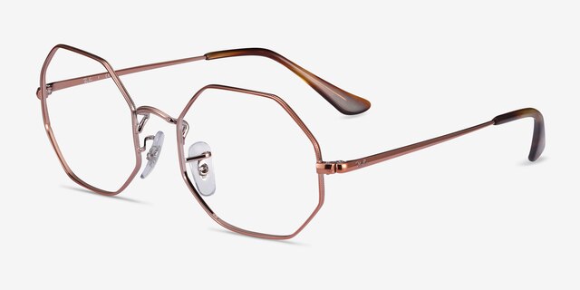 Ray-Ban Octagon Bronze MétalMontures de lunettes de vue d'EyeBuyDirect, Vue d'Angle